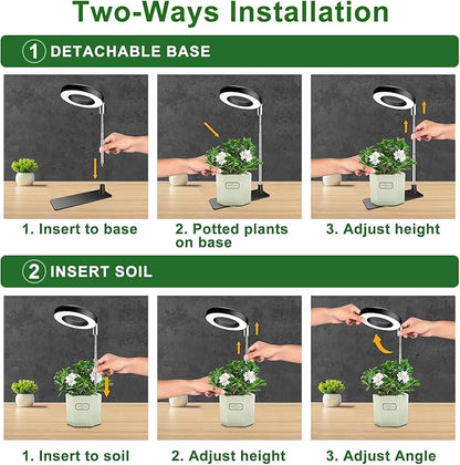 Grow Lights for Indoor Plants, 48 LEDs Full Spectrum Plant Light for Indoor Plants, Height Adjustable Growing Lamp with Base, 3 Optional Spectrums, Auto Timer 3/9/12Hrs, 10 Brightness, 2 Pack