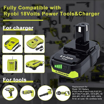 2 Pack P103 3.5Ah 18V Battery Replacement for Ryobi 18V Battery Compatible with Ryobi 18V Tools – Extended Power and Reliability
