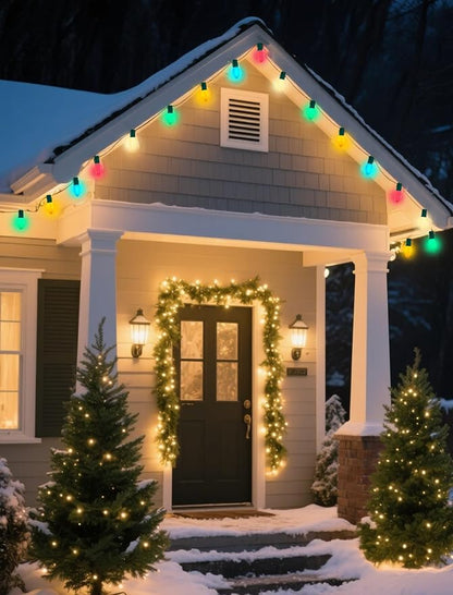 25Ft Multicolor Christmas Lights Outdoor, C9 7W Vintage Ceramic Christmas String Lights with 26 Colorful Bulbs, Hanging Patio Lights for Porch Roofline Christmas Tree Garden Pathway Indoor Decor