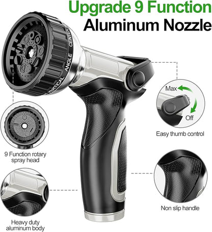 SPECILITE 1/2" 304 Stainless Steel Garden Hose, 100FT Water Pipe with Heavy Duty Metal Nozzle for Yard, Outdoor, Lawn - Flexible, Never Kink & Tangle, Puncture Resistant