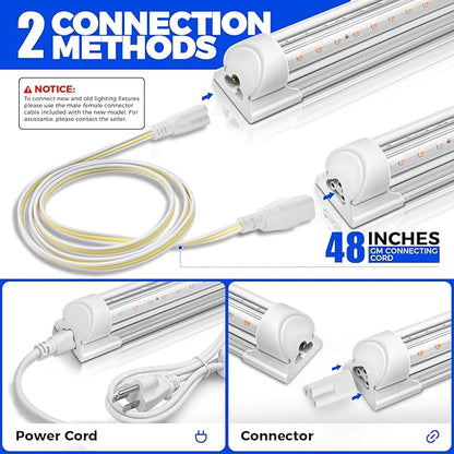 Barrina 2FT T8 Grow Light, 144W(6 x 24W, 800W Equivalent), Full Spectrum Sunlight Plant Light, LED Grow Light Bulbs for Indoor Plant Growing,with V-Shaped Reflector, Pinkish White, 6-Pack