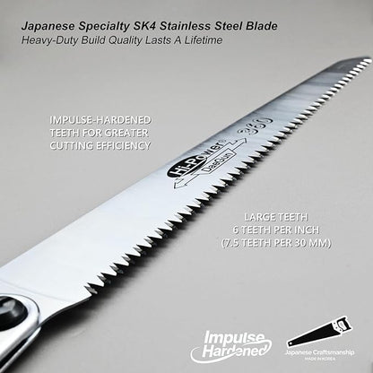 TONMA Folding Hand Saw [Made in Korea] 14" (360mm) LargeTeeth Pruning Hand Saw for Wood Cutting, Outdoor Camping, Garden Woodworking, Japanese Craft Plating Impulse Hardened Stainless Blade