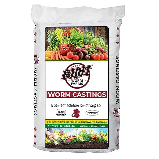 Brut Organic Worm Castings for Plants 12 LB – Natural Nutrients, Fertility Builder, Plant Food for Potting Soil and Garden Soil – Indoor and Outdoor Use