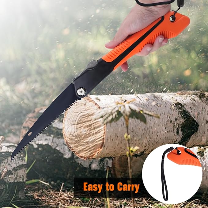 8Inch Folding Saw Camp Saw Folding Heavy Duty Rugged Blade Hand Saw Pruning Saw with Ergonomic Non-Slip Handle Design for Camping, Gardening, Hunting,Cutting Wood, PVC, Bone