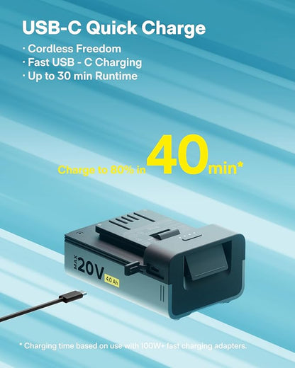 HOTO Cordless Leaf Blower, MAX 720CFM 120MPH, Electric Lightweight Leaf Blower with Battery, USB-C Fast Charging, Handheld Mini Blower for Lawn Care, Snow, Yard, Leaves, Dust