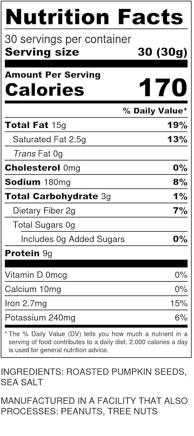 Oven Toasted Pumpkin Seeds with Sea Salt (Papitas) 32 oz (2 lb) Batch Tested Gluten & Peanut Free | No Oils | No PPO | Non GMO | Vegan and Keto Friendly | Premium Quality