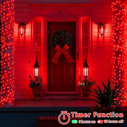 YEGUO 165ft 500 LED Christmas Lights Outdoor Waterproof, Red String Lights Indoor Plug in, 8 Modes Clear Wire Twinkle Lights or Christmas Tree