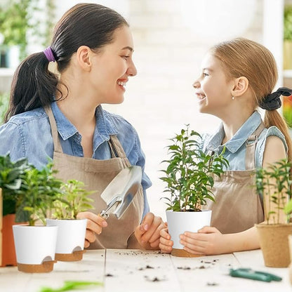 7/6.5/6/5.5/5/4 inch Self Watering Pots for Indoor Outdoor Plants, 6 Pack Plastic Flower Planters with Drainage Holes and Removable Saucers, Plant Pots with Wicking Rope, White Brown