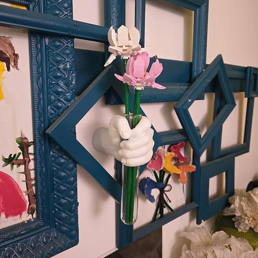 Wall Mounted Hands Vase - White Hand Sculpture, Hanging Wall Vase for Unique Decoration in Living Rooms, Entrance and Room