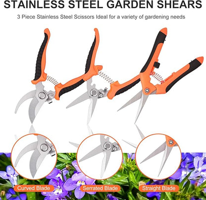 3 pcs garden shears Stainless steel Gardening scissors Pruning shears for gardening For pruning scissors flowers fruit trees