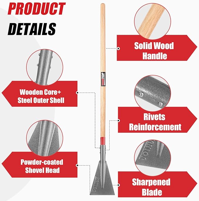 Ice Scraper Snow Ice Chopper Long Wooden Handle Ice Shovel for Driveway Sidewalk Outdoor Road,57.5 inches