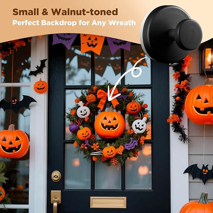 OUTXE Wreath Hanger for Front Door, Heavy Duty Suction Cup Reef Hook for Glass Window/Over Door/Outdoor, Christmas/Thanksgiving/Halloween/July 4th/Easter/Valentine/Fall/Summer/Spring (Black, 2-Pack)