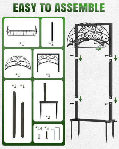 Breeze Touch Garden Hose Holder Freestanding with Basket, Heavy Duty Outdoor Hose Stand, Metal Rack for Yard, Durable Water Hose Storage for outside, Compact Organizer for Garden Use