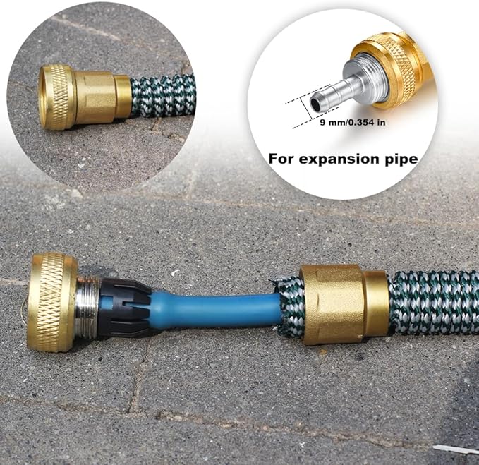 Garden telescopic hose end adapter with shut off Valve,Garden retractable hose end Fittings Kit,Suitable for flexible telescopic hose Repair Connector Brass Shut Off Valve 1Set