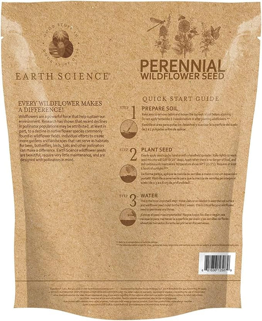Earth Science Perennial Wildflower Seed—1 lb—Premium Flower Seeds to Attract Bees, Butterflies, Hummingbirds & Native Pollinators – Non GMO