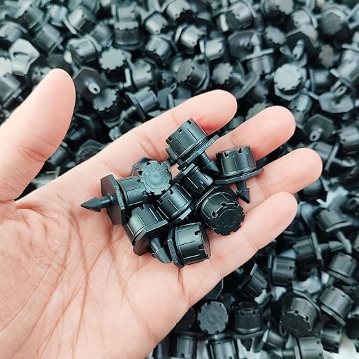 GXXMEI 150PCS Adjustable Drip Irrigation Emitters, 1/4Inch Adjustable Micro Drip Irrigation System Watering Sprinklers Anti-Clogging Emitter Dripper Black Garden Supplies