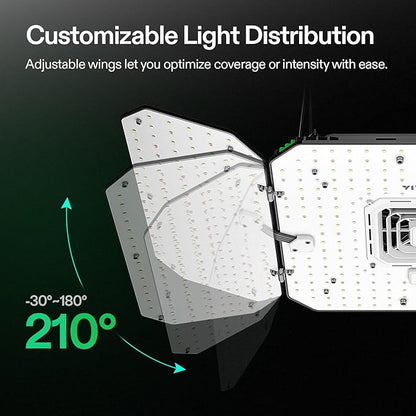 VIVOSUN AeroLight Wing AW200, Tunable Spectrum, LED Grow Light 200W with Integrated Circulation Fan, Compatible with App, Used with Controller E42A/E25 to Achieve More Functions