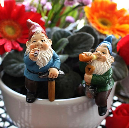 4Pcs Gnomes Set Indoor Outdoor Decor, Miniature Flower Pot Figurines Mini Statue for Fairy Garden Desk Ornament Yard Dwarf Office Decoration