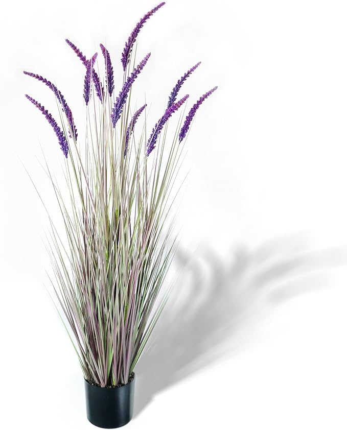 KOL 5ft Artificial Veronica Spiked Speedwell Grass, 59in Faux Veronica Spicata Plant, Tall Horsetail Reed Grass, UV-Resistant Fake Grasses for Indoor/Outdoor Décor, Home Office Wedding Centerpiece