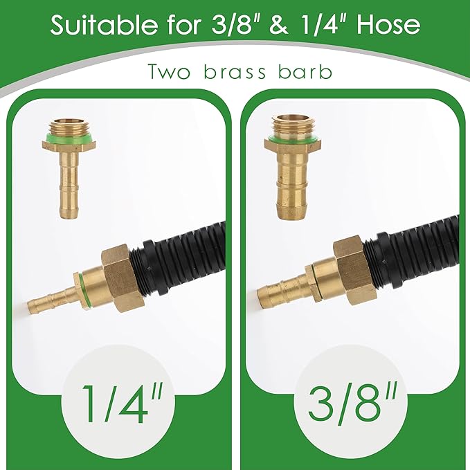 Sprayer Wand with 3 Types of Nozzles, Fan Nozzle Replacement Sprayer Wand, Stainless Steel Sprayer Wand Replacement with 1/4" & 3/8" Brass Barb and 2 Hose Clamps (3 Nozzles 44 Inches Sprayer Wand)