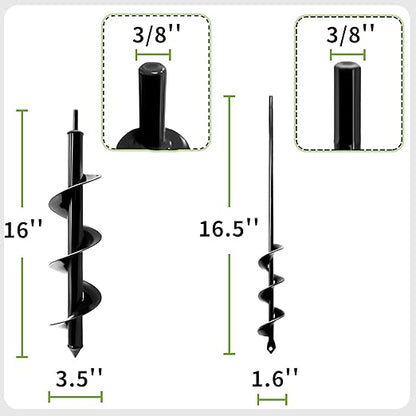 Auger Drill Bit for Planting – 3.5" x 16" and 1.6" x 16.5" Garden Auger Drill Bit for Cordless Drill,Efficient Planting Auger for Bulbs,Flowers,and Vegetables