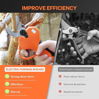 Electric Pruning Shears Cordless Pruner Shears Brushless 35mm Cutting Diameter with 2000mAh*2 Rechargeable Batteries for Garden Tree Pruner Branch