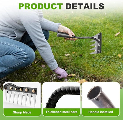 2025 Upgrade Iron Weeding Rake 2.0, 5/6/7/8 Teeth Carbon Steel Garden Weeder Rakes, Iron Rake for Yard Lawn and Garden, Heavy-Duty Garden Hand Weeder Puller Tool for Gardening and Weedings (6 Teeth)