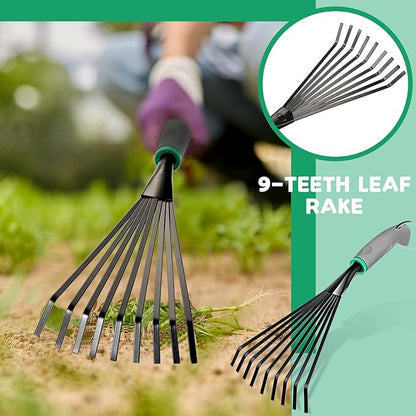 2 Pcs Gardening Hand Rake Stainless Steel Hand Tiller Small Garden Rake for Gardening Short Handle with Handle Garden Tools for Cultivating Loosening Soil Spreading