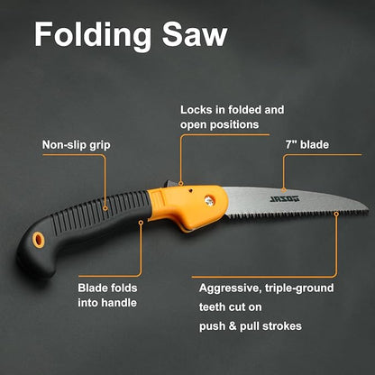 Folding Hand Saw for Tree Trimming, Gardening & Camping, Heavy Duty Pruning Saw for Branch Cutting, Outdoor Hiking Survival Tool, Compact and Lightweight Handsaw