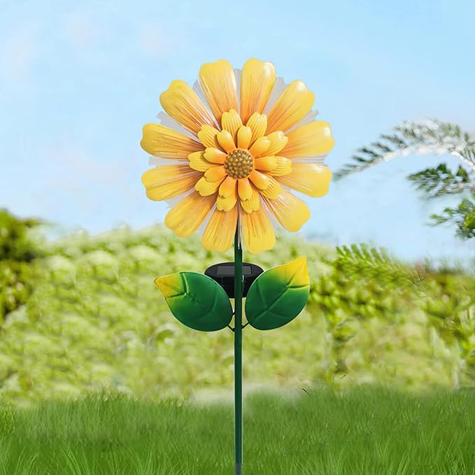 Solar Garden Stake Solar Flower with Fiber Lights Metal Flower Decorative Outdoor Lights Waterproof for Pathway Yard Lawn,Garden Gifts for Women,Mom,Grandma