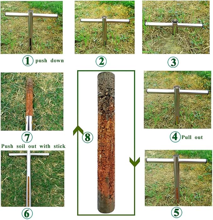 Soil Sample Probe 12 Inch with T Handle, Soil Sampler Tool, Soil Test Kit, Soil Probe for Soil Sampling Plant Care Lawn Garden Farm