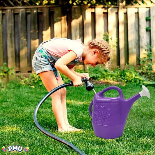 PMU 2 Gallon Watering Can - Garden Watering Can for Indoor & Outdoor Plants - Plastic Water Can with Detachable Sprinkler Head - Large Water Pot, Made in USA - Purple Pkg/12