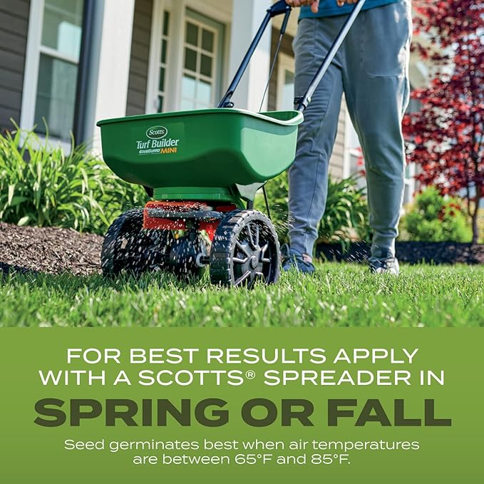 Scotts Turf Builder Grass Seed Tall Fescue Mix with Fertilizer and Soil Improver, Resists Harsh Conditions, 5.6 lbs.