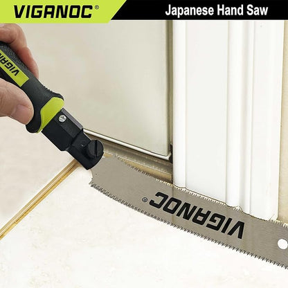 Japanese Hand Saw 180mm(7") Double-sided Pull Saw, Flush Cut Handsaws, Fine Cuts, SK5 Flexible Blade, 14/17 TPI