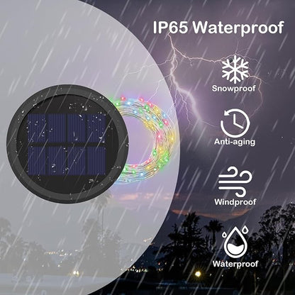 VOOKRY Watering Can Solar Lights Replacement Top - 1 Pack 3.6in Round Solar Panel with 3.5Ft 80 LED Flashing String Lights, Outdoor Waterproof Lantern Decorative Replacement Accessories(Multicolor)