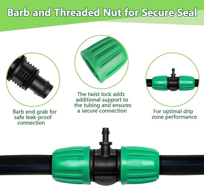 23 Pcs 1/2 Inch Drip Irrigation Fittings Kit (1/2" ID x 0.65" OD), 1/2 Inch Irrigation Tubing Set Including 4 Tees, 4 Couplings, 3 Elbows, 4 Reducer Tee, 4 Plugs, 2 Valves and 2 Faucet Adapter