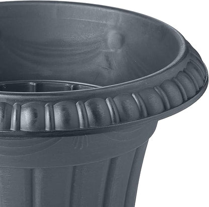 Arcadia Garden Products PL00GY Classic Traditional Plastic Urn Planter Indoor/Outdoor, 16" x 18", Gray