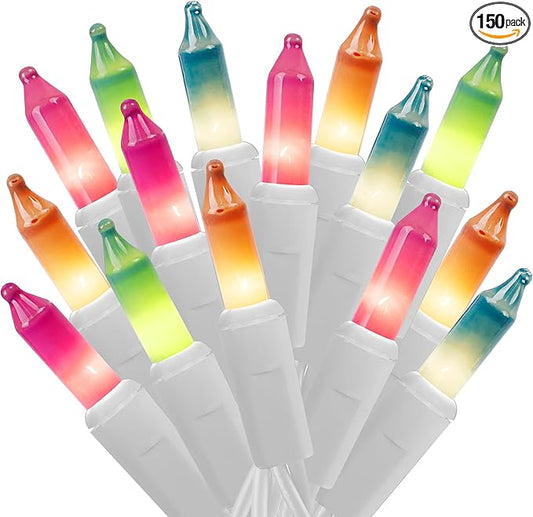 Easter String Lights, 150 Count 33 FT Green Wire Mini Fairy Light, 120V UL Certified Connectable Xmas Tree Incandescent Lights for Garden Patio Holiday Party Outdoor Indoor Decoration, Multicolor