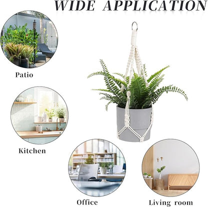 Macrame Plant Hanger, 2 Pack Boho Hanging Planters Baskets for Indoor Plants Decorative Braided Cotton Rope Flower Pot Holder with Metal Hook Rings for Outdoor Home Decor, No Tassels, Ivory, 20 Inchs