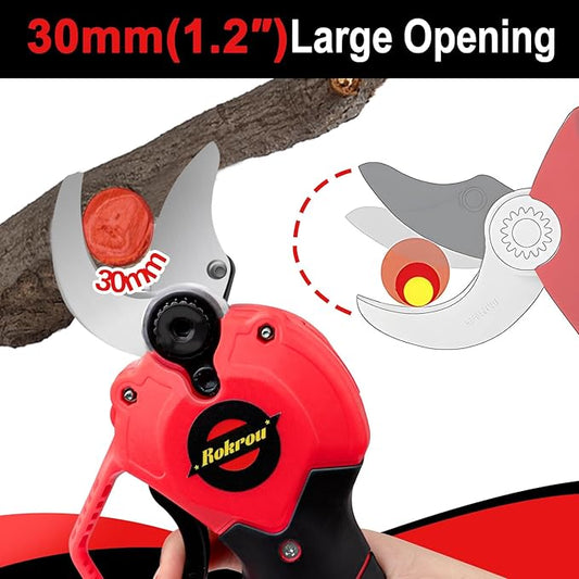 21V 2Ah Electric Pruning Shears, High Power Pruners for Gardening with 2 Pack Rechargeable Battery and Replacement Blade, 30mm(1.2“) Cordless Electric Scissors for Tree Trimming