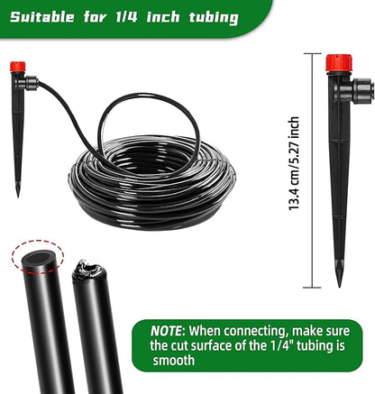 60PCS Push-to-Fit Drip Irrigation Emitters for 1/4 inch Irrigation Tubing, Adjustable 360 Degree Drip Emitter Sprayer with Stake, Irrigation Dripper Sprinklers for Drip Irrigation System