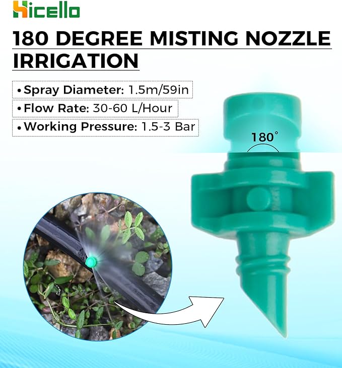 100PCS 180 Degree Misting Nozzle Irrigation, Sprinklers Sprayer for Garden Irrigation System, Micro Sprayer Refraction Automizing Drippers