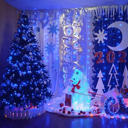 YEGUO 66ft 200 LED Blue Christmas Lights Outdoor Waterproof, Green Wire String Lights Indoor, Twinkle Tree Lights Plug in with Memory Timer