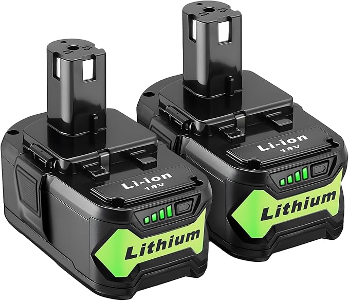 2 Packs 6.0Ah 18V Battery Replacement for Ryobi 18V Lithium-Ion Battery, Compatible with Ryobi 18 Volt Batteries Cordless Power Tools