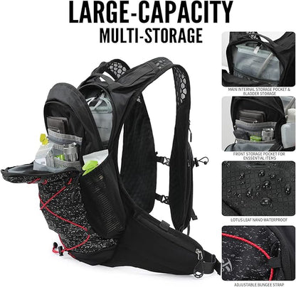 Hydration Pack Backpack, Lightweight Water Backpack with 2L Leakproof Hydration Bladder Daypack for Men Women,Running Hydration Vest for Outdoor Trail