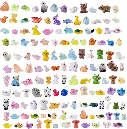 140 Pack Mini Animals Tiny Duck，Cow，Bee Figurines Bulk for Miniature Dollhouse Decor Accessories Garden Aquarium Potted Ornament Party DIY Charms Office Classroom Activity to Hide