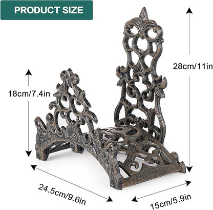 Sungmor Heavy Duty Cast Iron Garden Hose Holder - Wall Mounted Water Hose Hanger - Antique Emblem Decorative Hose Reel - Water Hose Rack Butler Storage - Two Installation Methods Wall Decor Holder