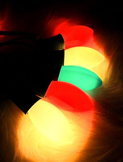 C9 LED Christmas Lights Outdoor, 25Ft Outdoor Christmas Decorations String Lights with 26 C9 LED Red White Green Bulbs, Hanging Vintage Christmas Light for Garden Party Porch Pathway Roofline