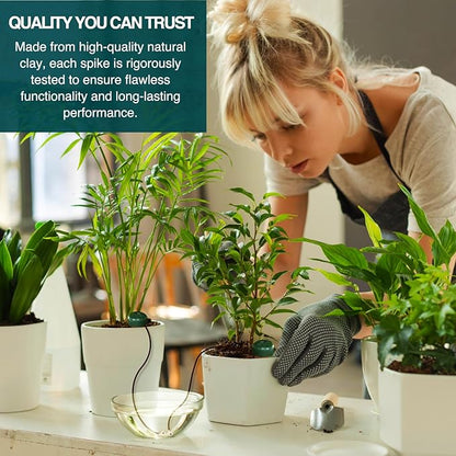 Blumat Classic Self-Watering Stakes - Automatic Drip Irrigation System for Indoor Plant Watering & Outdoor - Water Drip Solution for Potted Plants - Slow Release Stakes, 6 Pack, wo Adapter