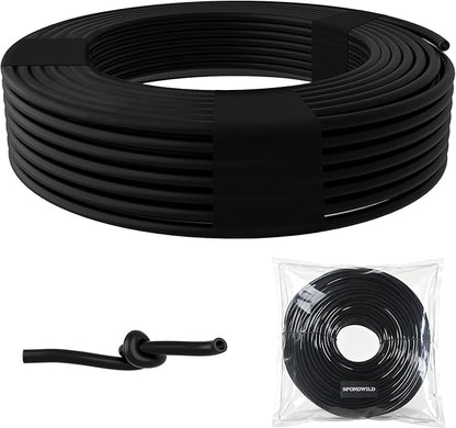 100 Ft 1/4 Inch Blank Distribution Tubing - UV Protected Flexible Black Drip Hose, Universal for Garden, Potted Plants and Veggie Beds, Fits Standard Drip Components